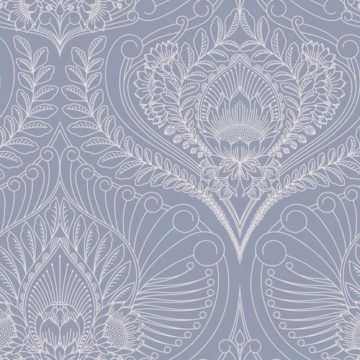 Custom Fabric 'Baroque Fusion Grey Blue' by Eloise Short Design