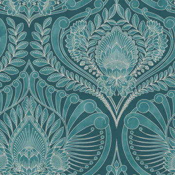 Custom Fabric 'Baroque Fusion Teal' by Eloise Short Design