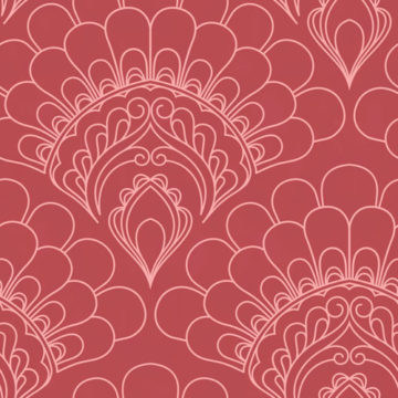 Custom Fabric 'Peacock Pink Peach Berry' by Eloise Short Design