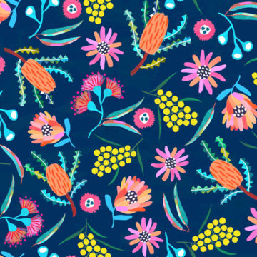 Custom Fabric 'Banksia Botanical Navy' by Elephant and Rose