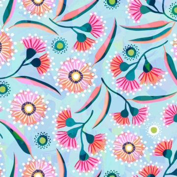 Custom Fabric 'Flowering Gum Aqua' by Elephant and Rose