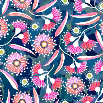 Custom Fabric 'Flowering Gum Midnight' by Elephant and Rose