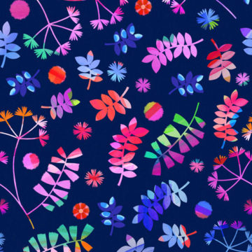 Custom Fabric 'Neon Jungle Navy' by Elephant and Rose