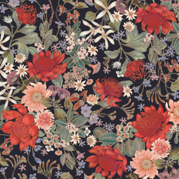 Custom Fabric 'Australian Bouquet Dark' by Eloise Short Design