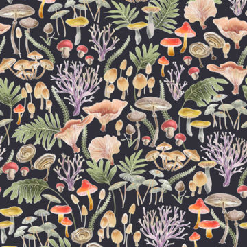 Custom Fabric 'Australian Fungi Slate' by Eloise Short Design