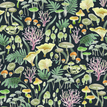 Custom Fabric 'Australian Fungi Green' by Eloise Short Design