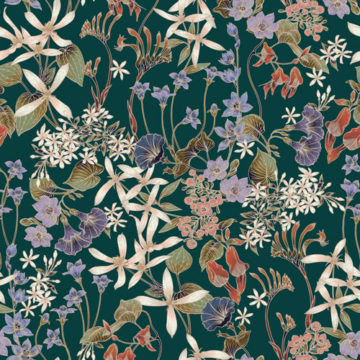Custom Fabric 'Australian Wildflower Green' by Eloise Short Design