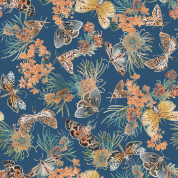 Custom Fabric 'Moths of Australia Blue' by Eloise Short Design