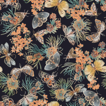 Custom Fabric 'Moths of Australia Dark' by Eloise Short Design
