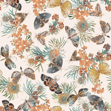Custom Fabric 'Moths of Australia Light' by Eloise Short Design