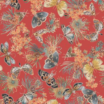 Custom Fabric 'Moths of Australia Rust' by Eloise Short Design