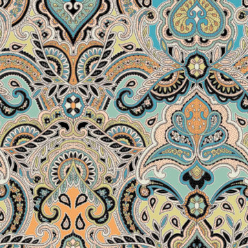Custom Fabric 'Paisley Turquoise Orange' by Eloise Short Design