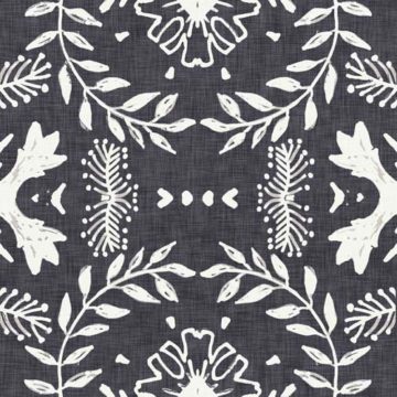 Custom Fabric 'Encaustic Tile Black' by Esther Fallon Lau 