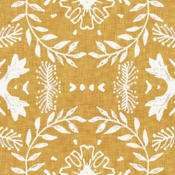 Custom Fabric 'Encaustic Tile Mustard' by Esther Fallon Lau 