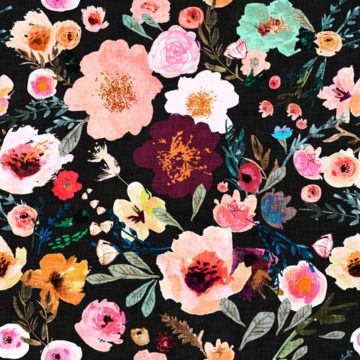 Custom Fabric 'Burst into Bloom Black' by Esther Fallon Lau 