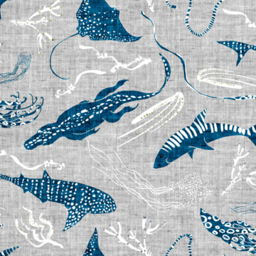 Custom Fabric 'Deadly Waters Navy' by Esther Fallon Lau 