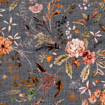 Custom Fabric 'Delilah Charcoal Autumn' by Esther Fallon Lau 