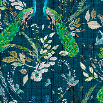 Custom Fabric 'La Boheme Peacock Chinoiserie Teal' by Esther Fallon Lau 