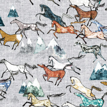 Custom Fabric 'Wild Bush Horse Silver' by Esther Fallon Lau 