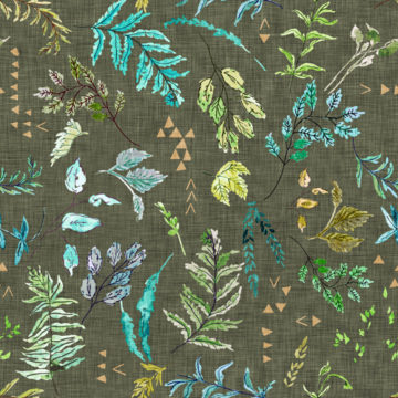 Custom Fabric 'Leaves Olive' by Esther Fallon Lau 