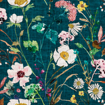 Custom Fabric 'Verdure Floral Teal' by Esther Fallon Lau 