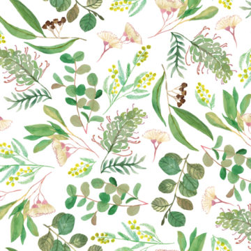 Custom Fabric 'Eucalyptus Botanical' by Cecilia Mok