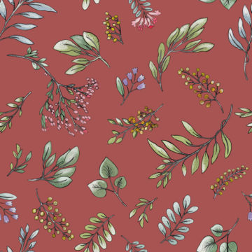 Custom Fabric 'Botanical Line Rust' by Eugenia Tsimiklis