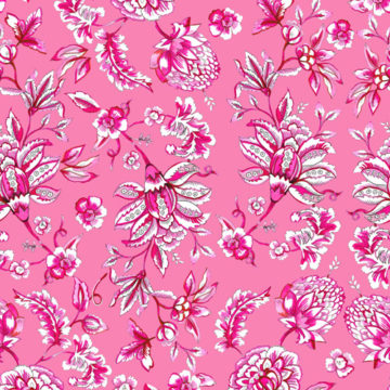 Custom Fabric 'Jacobean Print Pink Red' by Eugenia Tsimiklis