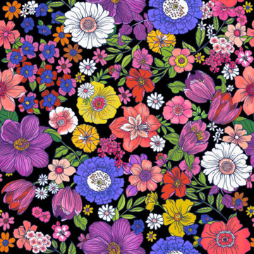 Custom Fabric 'Vintage Floral Black' by Eugenia Tsimiklis