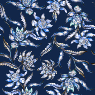 Custom Fabric 'Warratah Blue' by Eugenia Tsimiklis
