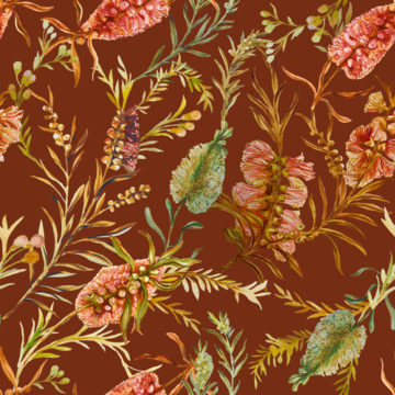 Custom Fabric 'Wattle Brown' by Eugenia Tsimiklis