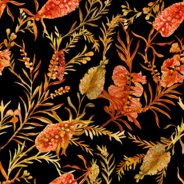 Custom Fabric 'Wattle Red' by Eugenia Tsimiklis