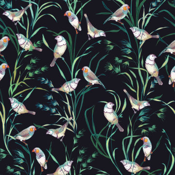 Custom Fabric 'Finches Slate' by Eloise Short Design