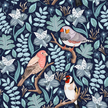 Custom Fabric 'Finches Pattern' by Folklore & Flora