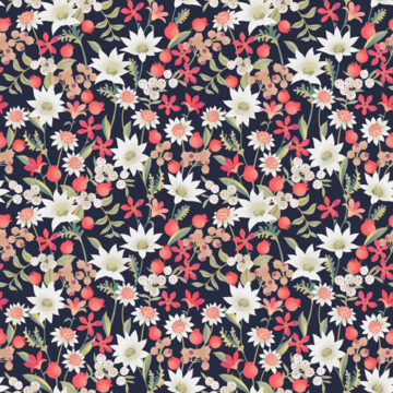 Custom Fabric 'Flannel Flowers Repeat Deep Violet' by Eloise Short Design
