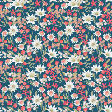 Custom Fabric 'Flannel Flowers Repeat Ocean' by Eloise Short Design