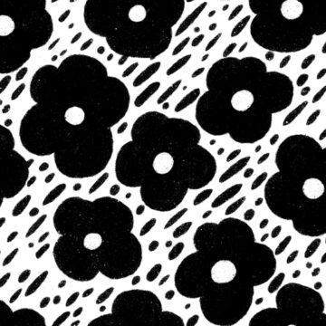 Custom Fabric 'Flower Dash Black on White' by Rachael King