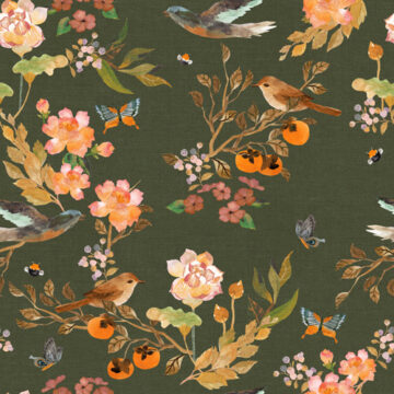 Custom Fabric 'Garden Chinoiserie Moss' by Cecilia Mok