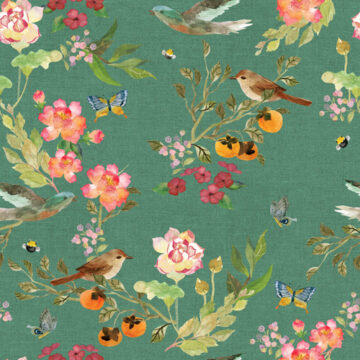 Custom Fabric 'Garden Chinoiserie Turquoise Green' by Cecilia Mok