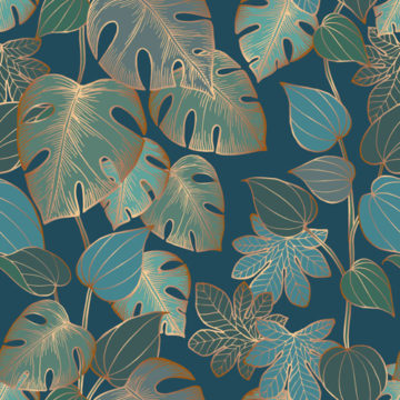 Custom Fabric 'Greenhouse Garden Gold Forest' by Cecilia Mok