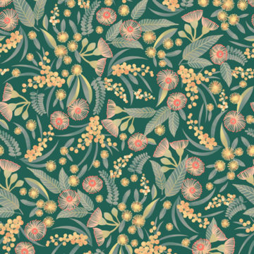 Custom Fabric 'Gum Blossoms Emerald' by Eloise Short Design