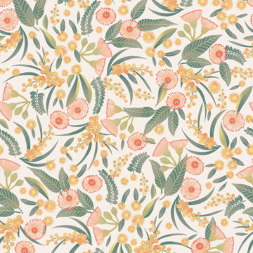 Custom Fabric 'Gum Blossoms Repeat Light' by Eloise Short Design