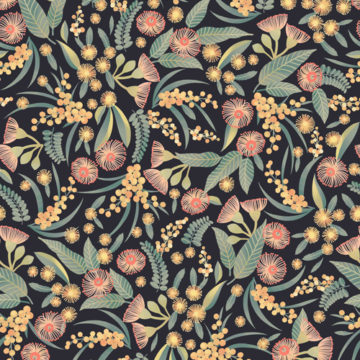 Custom Fabric 'Gum Blossoms Slate' by Eloise Short Design