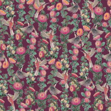 Custom Fabric 'Honeyeaters Pink Mulberry' by Eloise Short Design