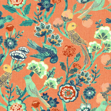 Custom Fabric 'Indian Chintz Coral' by Cecilia Mok