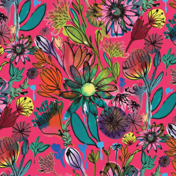 Custom Fabric 'Intense Floral Cerise' by Rachael King
