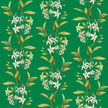 Custom Fabric 'Jasmine Gold in Green' by Maggie Lam Surface Design