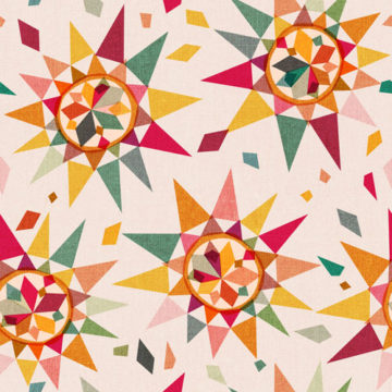 Custom Fabric 'Joy Hope Peace Suns' by Cecilia Mok