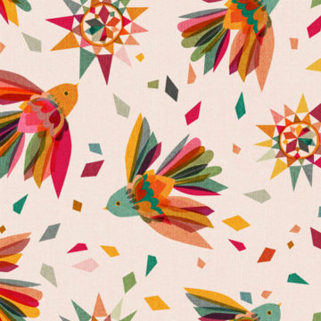 Custom Fabric 'Joyful Birds and Suns' by Cecilia Mok