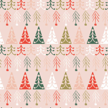 Custom Fabric 'Nordic Christmas Trees Pink' by Julie Harrison